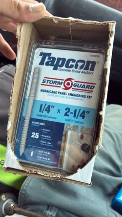 Tapcon anchors for hurricane shutters