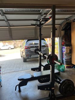 Rack with Plates and bench