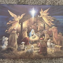 Christian Nativity Scene Canvas Wall Art – Christmas Decor