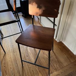 West Elm Augusta Rustic Counter Stool, Walnut Set Of 2