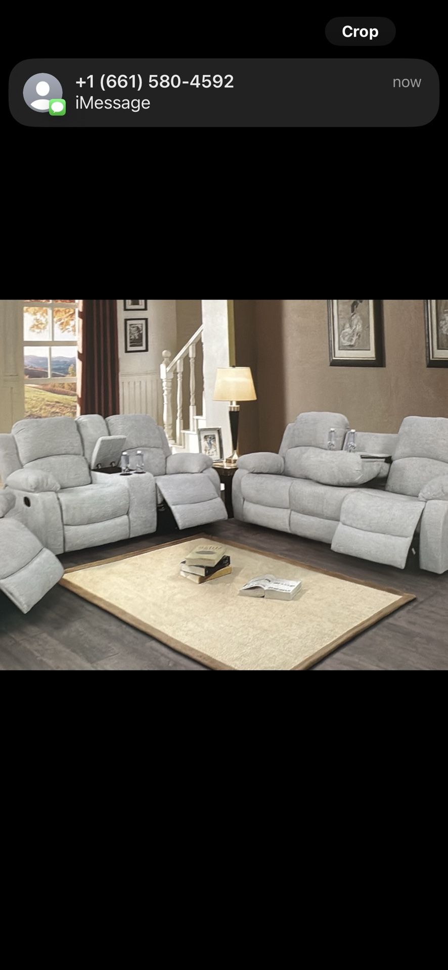 Gray Chenille Microfiber Fully Reclining Couch And Love Seat