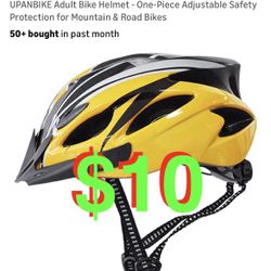 Adult Bike Helmet - One-Piece Adjustable Safety Protection for Mountain & Road Bikes(Yellow-Black)