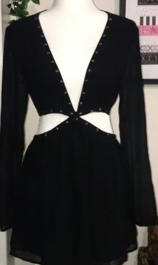 NWT White Fox Boutique French Riviera Black Mini Dress / Small