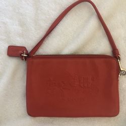 Rare & Authentic Coach Red Leather Wristlet Mini-Purse