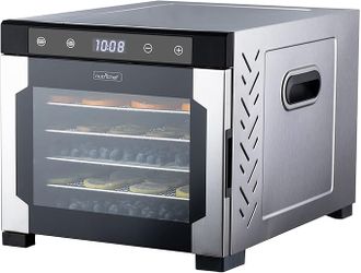 NutriChef Electric Countertop Food Dehydrator Machine - 600-Watt Premium Multi-Tier Meat Beef Jerky Maker Fruit/Vegetable Dryer w/ 6 Stainless Steel T