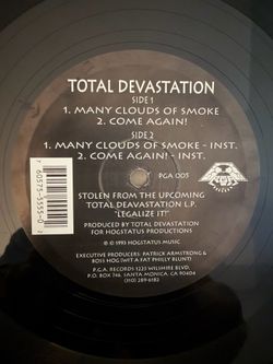 Total Devastation – Many Clouds of Smoke / Come Again! (Original 1993 12”) – $60