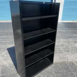 Black Metal Home Office Bedroom Bookshelf Storage Case with Adjustable Shelves!  35x13x60in
