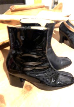 Size 8 black patent leather booties