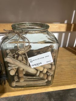 Medium sized jar w vintage clothes pins