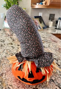 Vintage Halloween Stuffed Pumpkin Decor Scarecrow decoration Straw hair fringe Jack-o'-lantern
