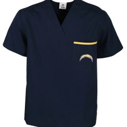 NFL Team Apparel Los Angeles Chargers scrub top navy blue logo on chest pocket