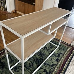 Maya 42” Metal and Wood Tiered Shelf Entry Table Brand New