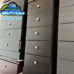 Espresso Daisy Five Drawer Skinny With Rails New 