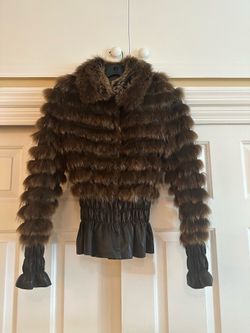 Italian made leather and raccoon fur cropped jacket