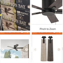 5 / 48" Hampton Bay Ceiling Fans  Indoor Outdoor  Black Matte Asking $65 Each Or All 5 X $300