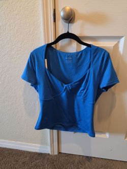 Reoria Blue V-Neck Athletic Top Size L