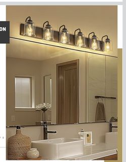 44” Brushed Bronze Bathroom 6 Light Vanity New