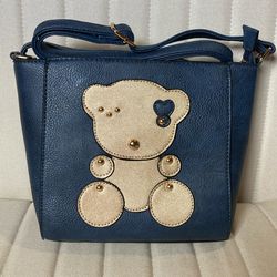 Navy Blue Teddy Medium Satchel Bag