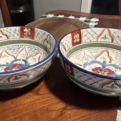HD Designs Ceramic  Floral Serving Bowls - Set of 2 Read Description!