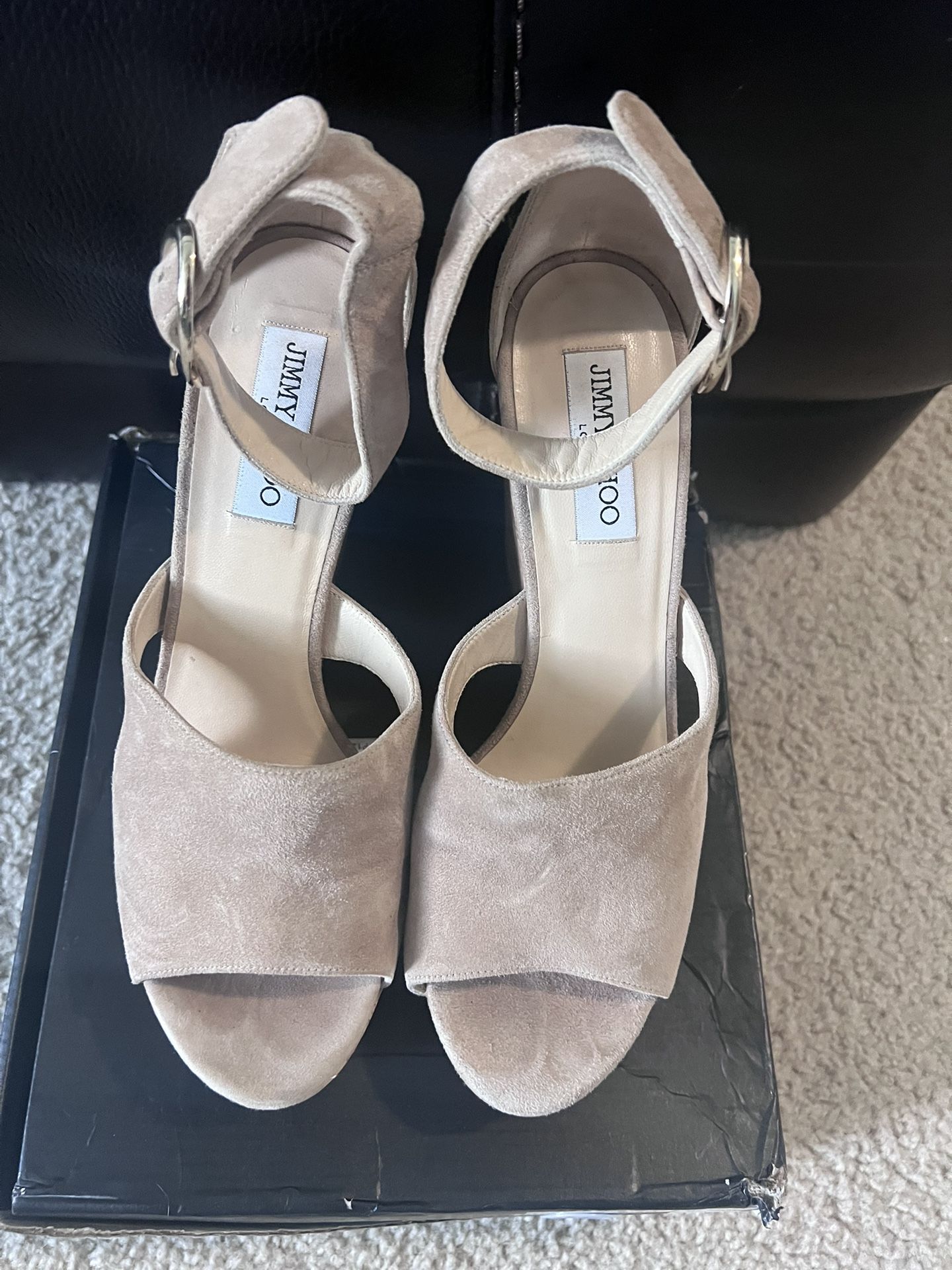 Jimmy Choo Suede Wedge Sandals Size 10.5 Used