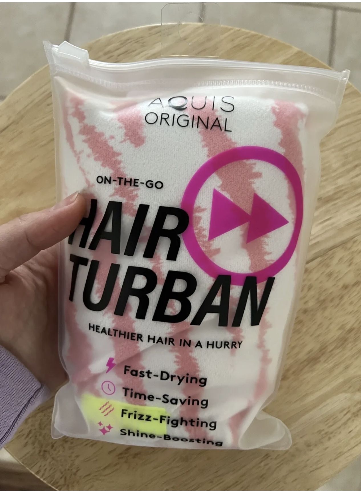 AQUIS Original Lightweight Travel Hair Turban (red&white) New