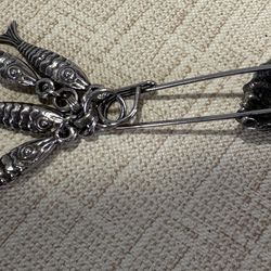 Vintage Sterling Fish And Shell Brooch