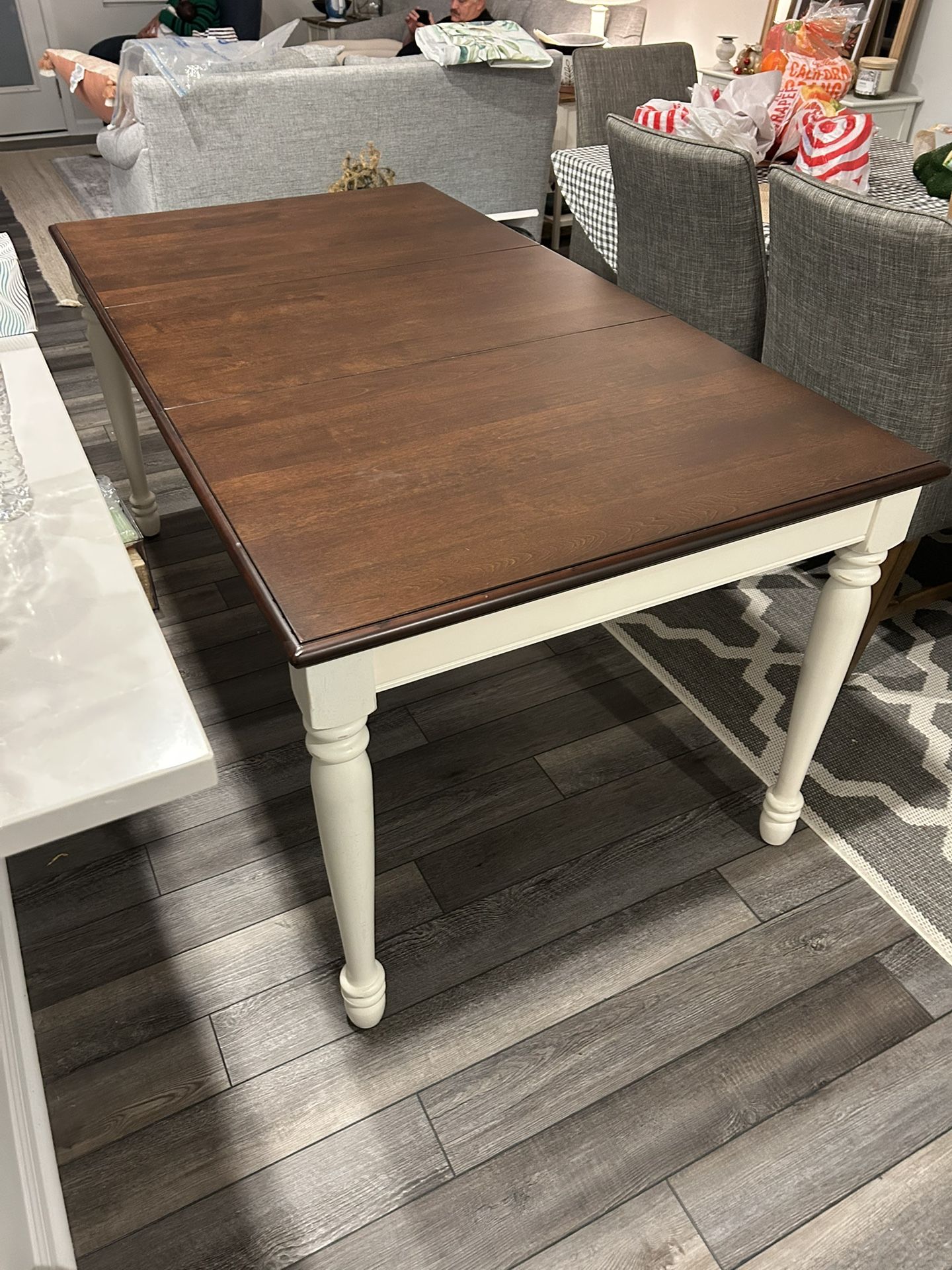 Farmhouse Style Dining Room Table — Two Tone & Expandable