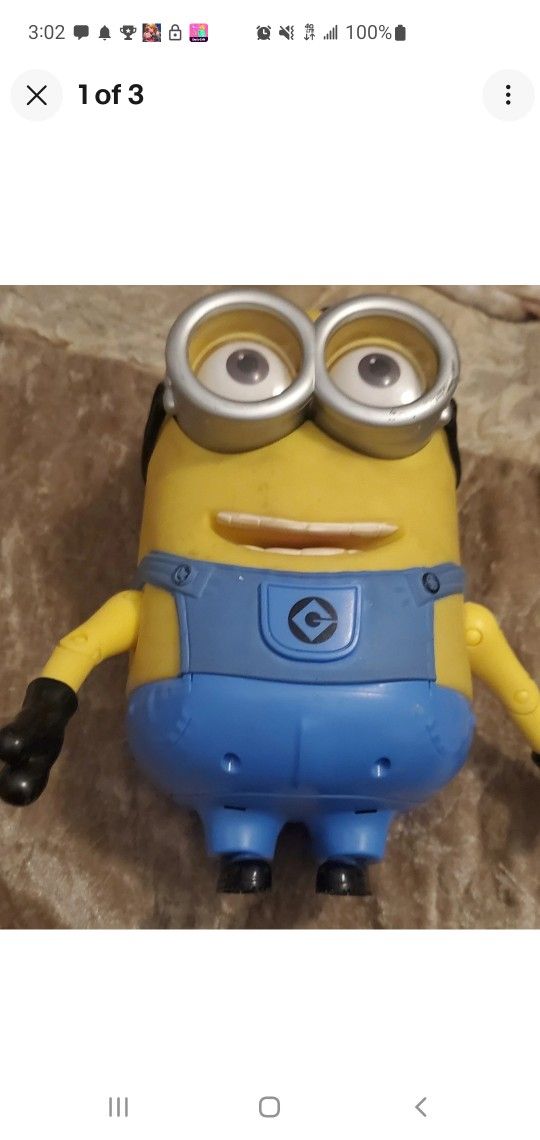 DESPICABLE ME Minion Dave Laughing Talking Universal Studio Thinkway Toy 8” Work