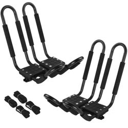 Kayak Roof Rack 2 Pairs J-Bar Carrier Holder for Canoe, SUV, Cars, Truck, Surf Ski, Car Top Mount Racks for Trip, Set of 4