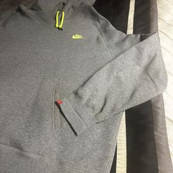 Men's Nike Pullover Hoodie Gray/ Lime Green Size 3XL