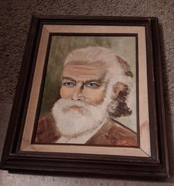 Signed Bushini Framed Portrait Oil Painting