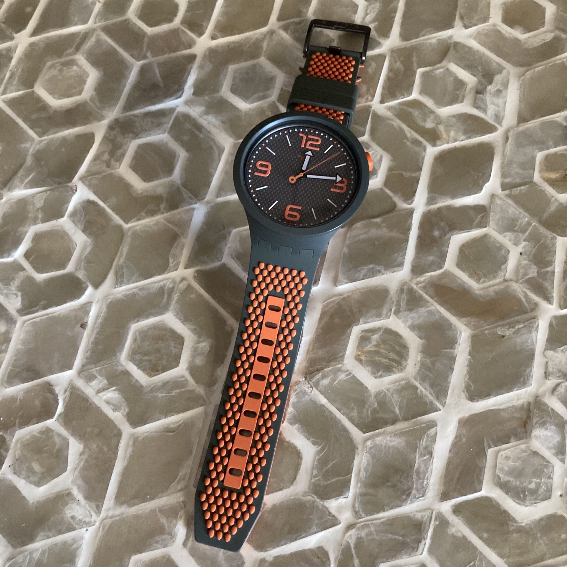 Swatch Big Bold BBBEAUTY SO27M101 Watch in 'Khaki and Orange' (47mm)