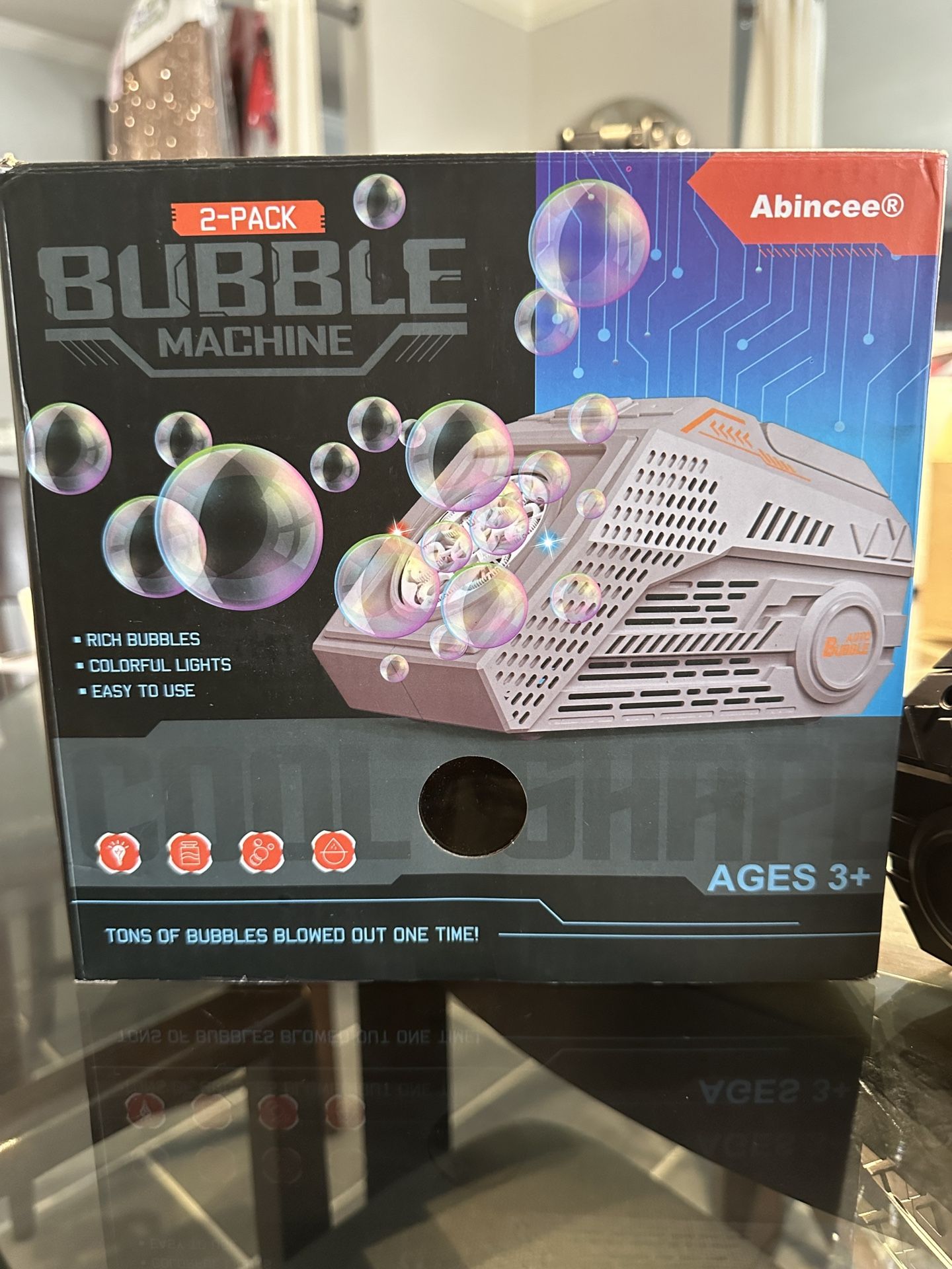 Abincee 2-Pack Bubble Machines for Kids – Colorful Lights, Easy Operation, Tons of Bubbles – Used Once, Good Condition