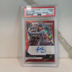 2020 Panini Prizm Dustin May RC Auto Red Donut Circles PSA 9