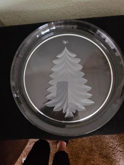 Christmas Tree Glass Serving Platter