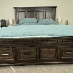 King Bed Frame - Dark Brown
