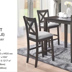 High Dining Set 5pcs Color antique grey