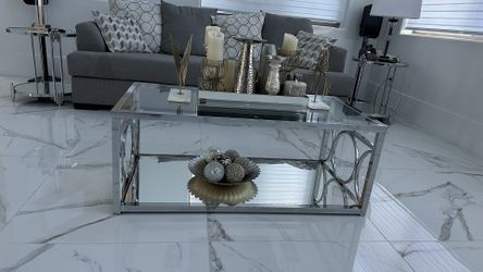 Large Glass Coffee Table And 2 End Tables