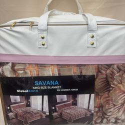 Beige Floral King Súper Thick Blanket 