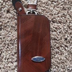 genuine leather key case with Ford logo