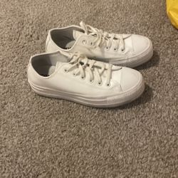 White Leather Platform Converse 