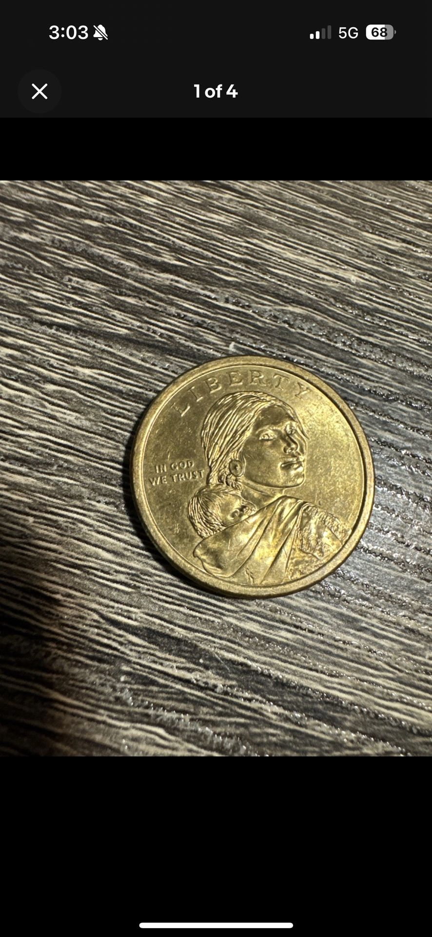 SACAGAWEA $1 GREAT LAW OF PEACE NO Mint No Date Of YEAR No Edge Writing.VERYRARE