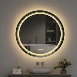 36 in. W x 36 in. H Large Round Frameless Anti-Fog Dimmable 3 Colors Wall LED Smart Bathroom Vanity