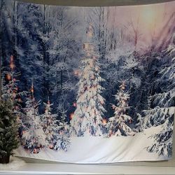Snowy Christmas Tree Tapestry 