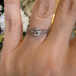 Platinum Ring With Natural Old Euro Cut Diamonds