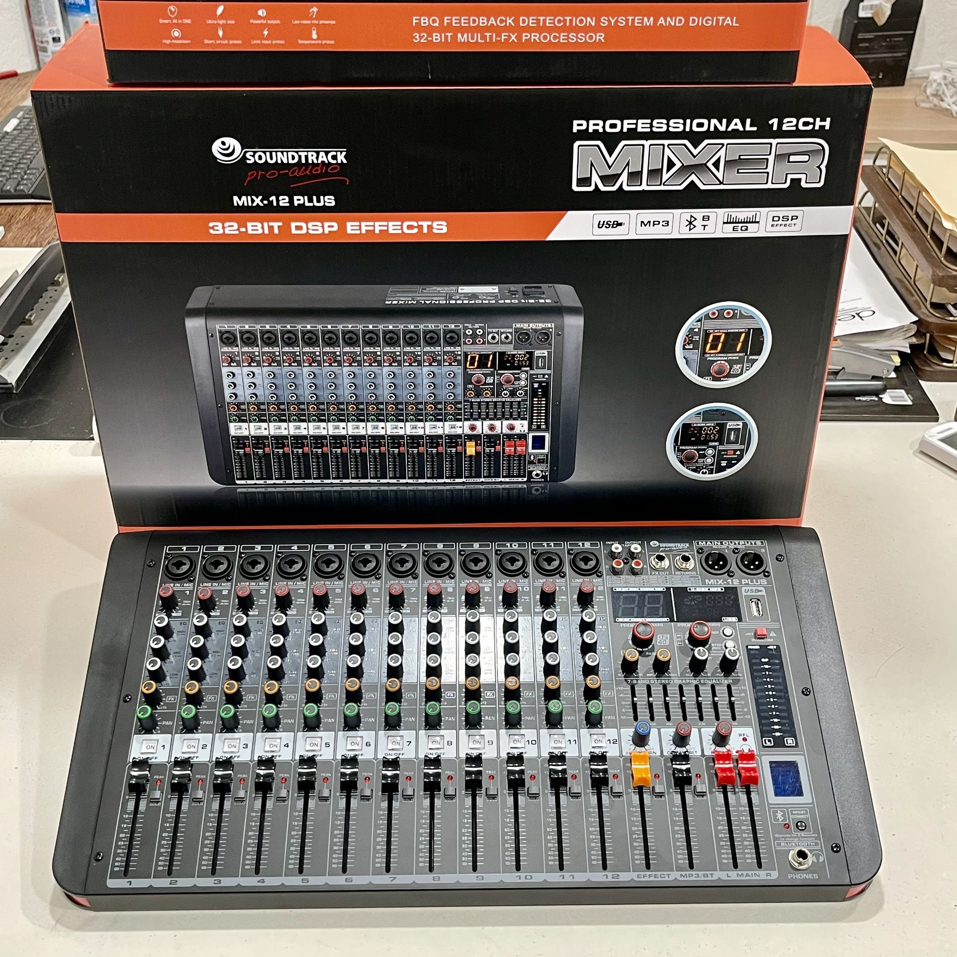 12 Channel Passive Mixer With Bluetooth And 32 Sound Effects. Brand New!!