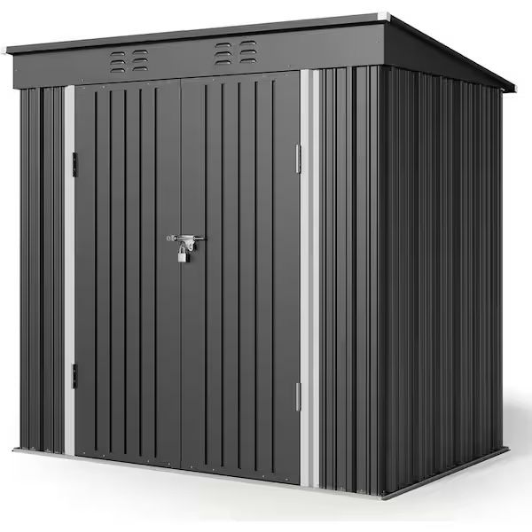 6 ft. W x 4 ft. D Outdoor Storage Metal Shed with Double Lockable Doors