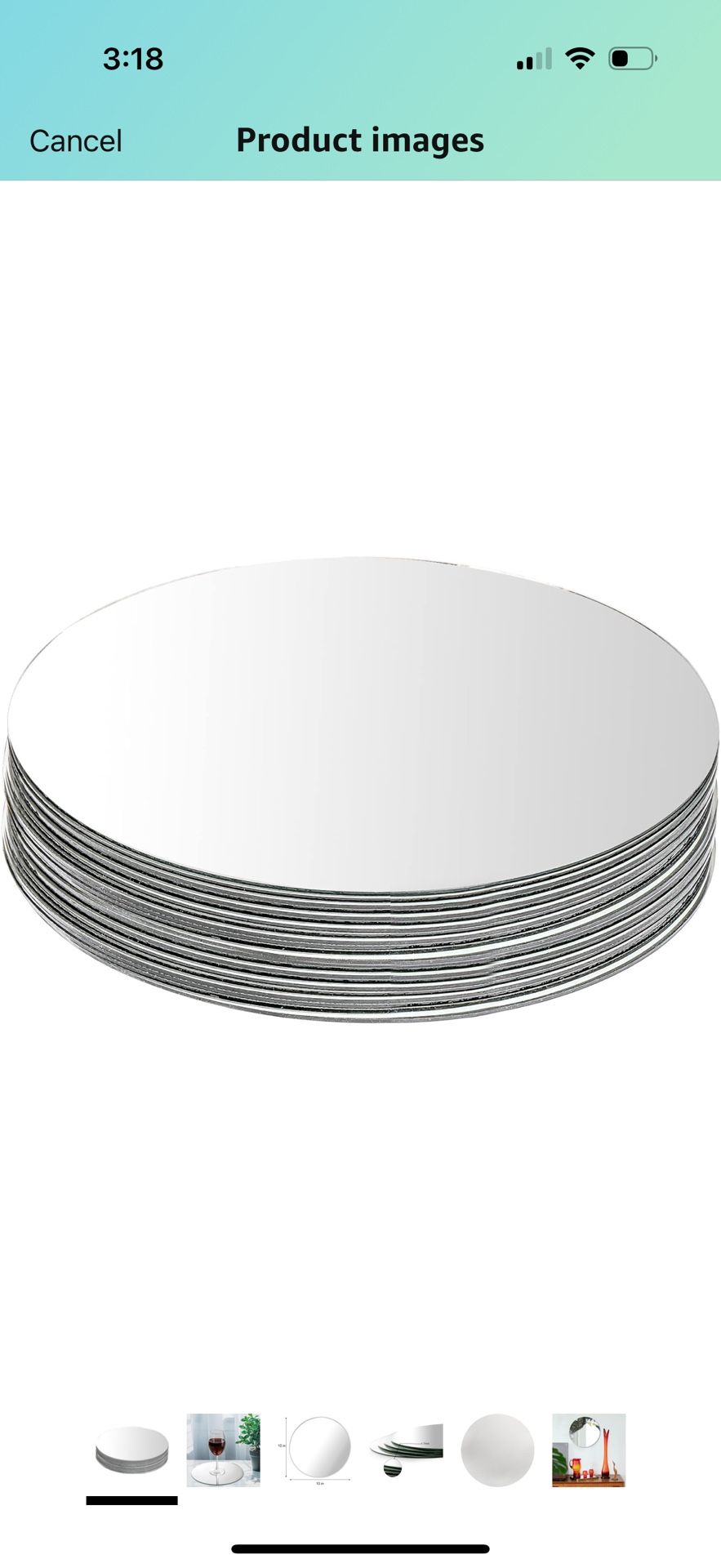 ut Set of 12 Round Mirror Trays, 10 Inch Glass