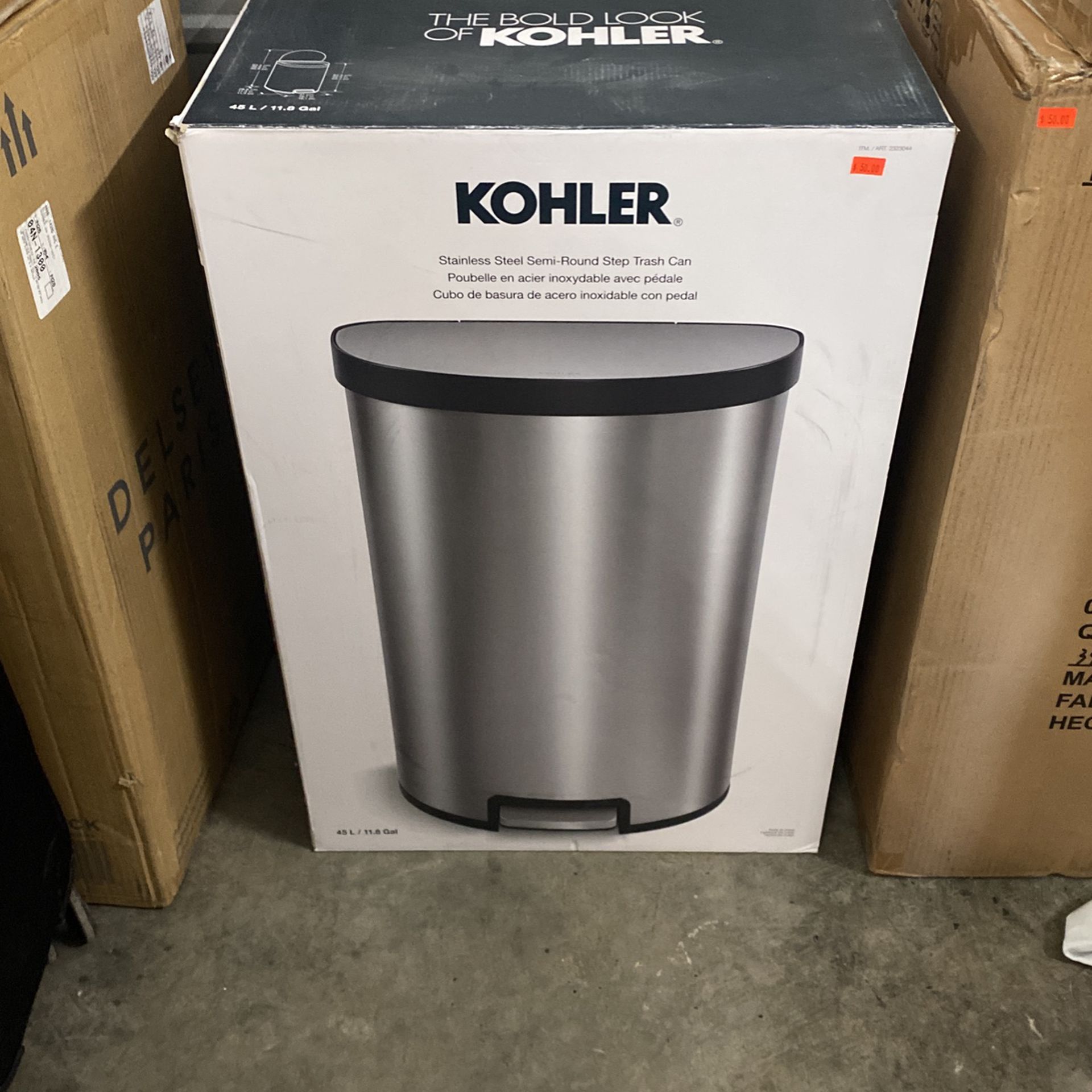 Kohler Stainless Steel Semi-round Step Trash Can