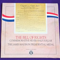 1993 The Bill of Rights Silver Half Dollar & James Madison Presidential Medal